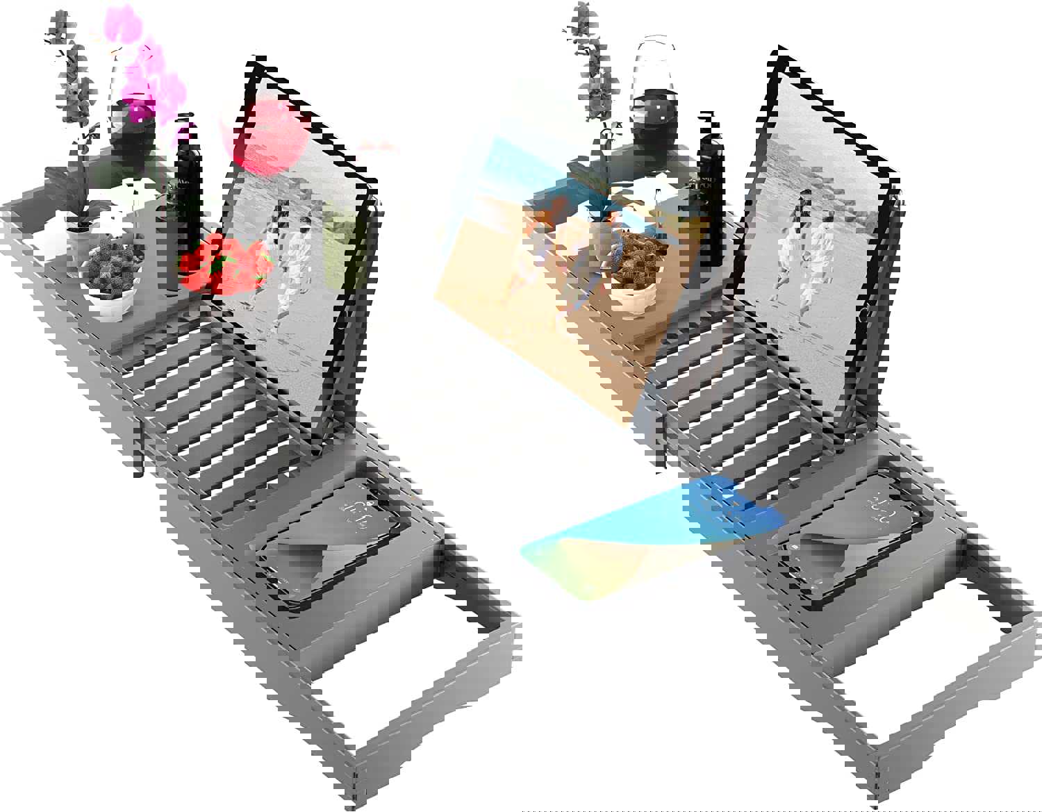 Bambüsi Expandable Bamboo Bathtub Tray Caddy - Adjustable Luxury Bath Organizer