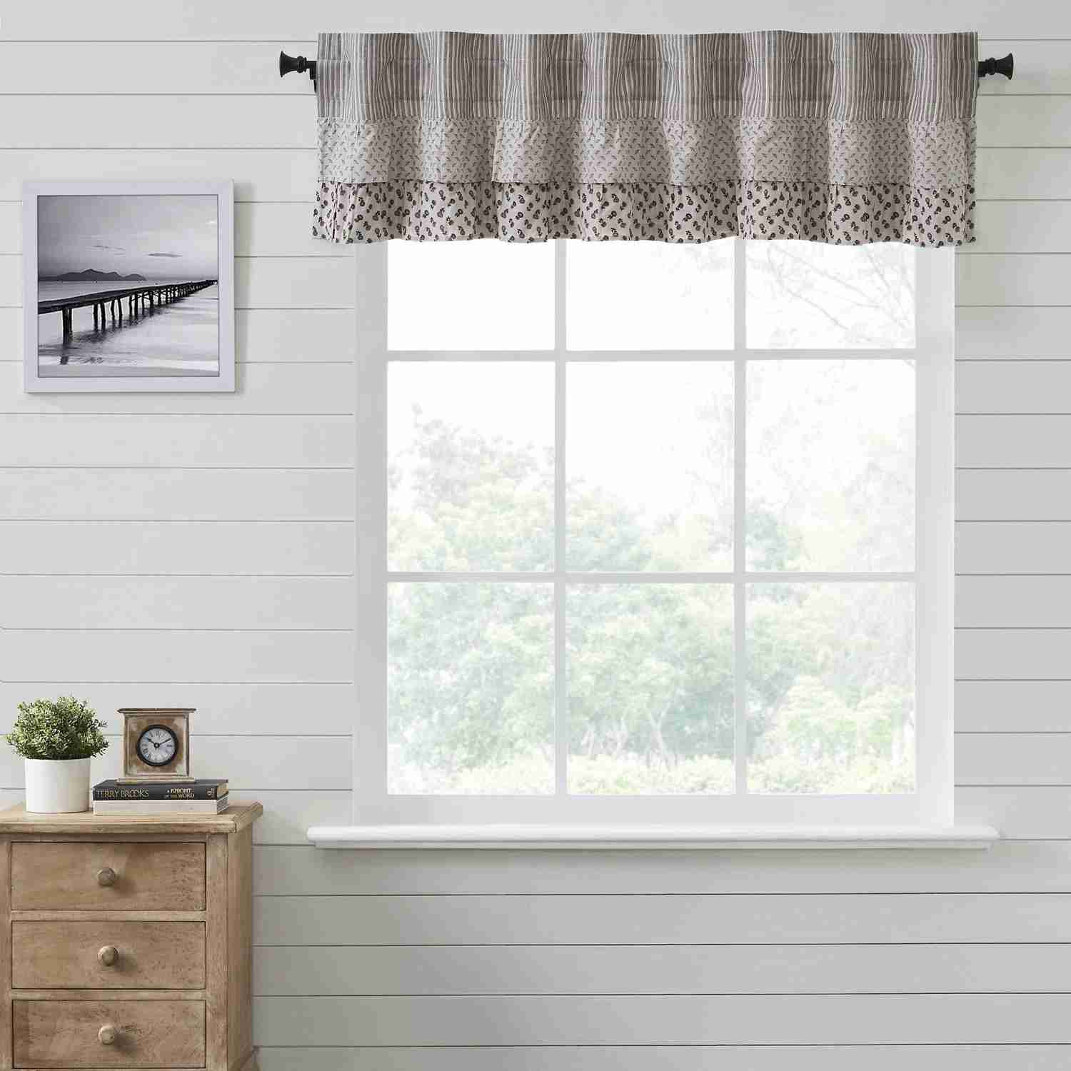 Florette Ruffled Valance 16x72 - Farmhouse Style Window Treatment