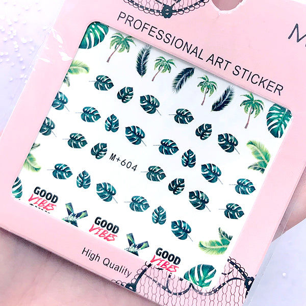 Monstera Leaves Water Transfer Decal Stickers for Nail Art and Resin Crafts