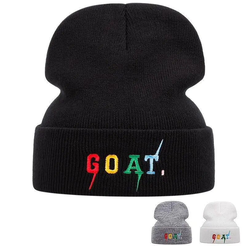 Warm and Comfortable GOAT Embroidered Beanie Hat for Winter Outdoor Activities