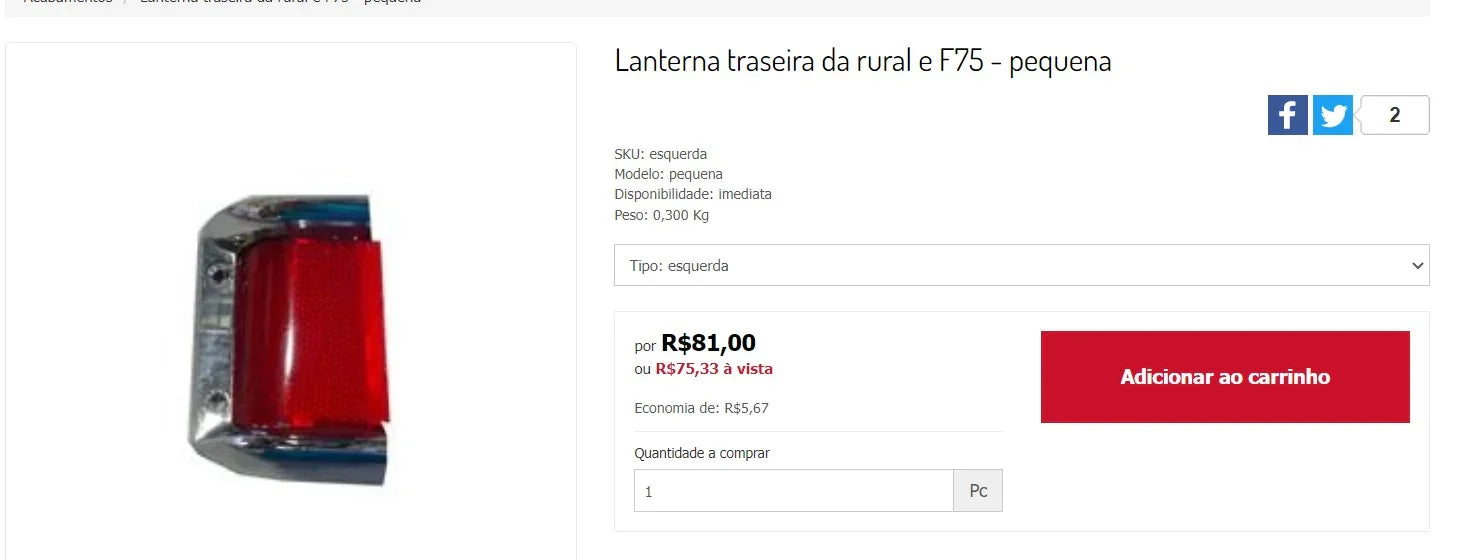 Personal Shopper | Buy from Brazil - Car Rear Flashlights for Rural and F75 (4 Items)