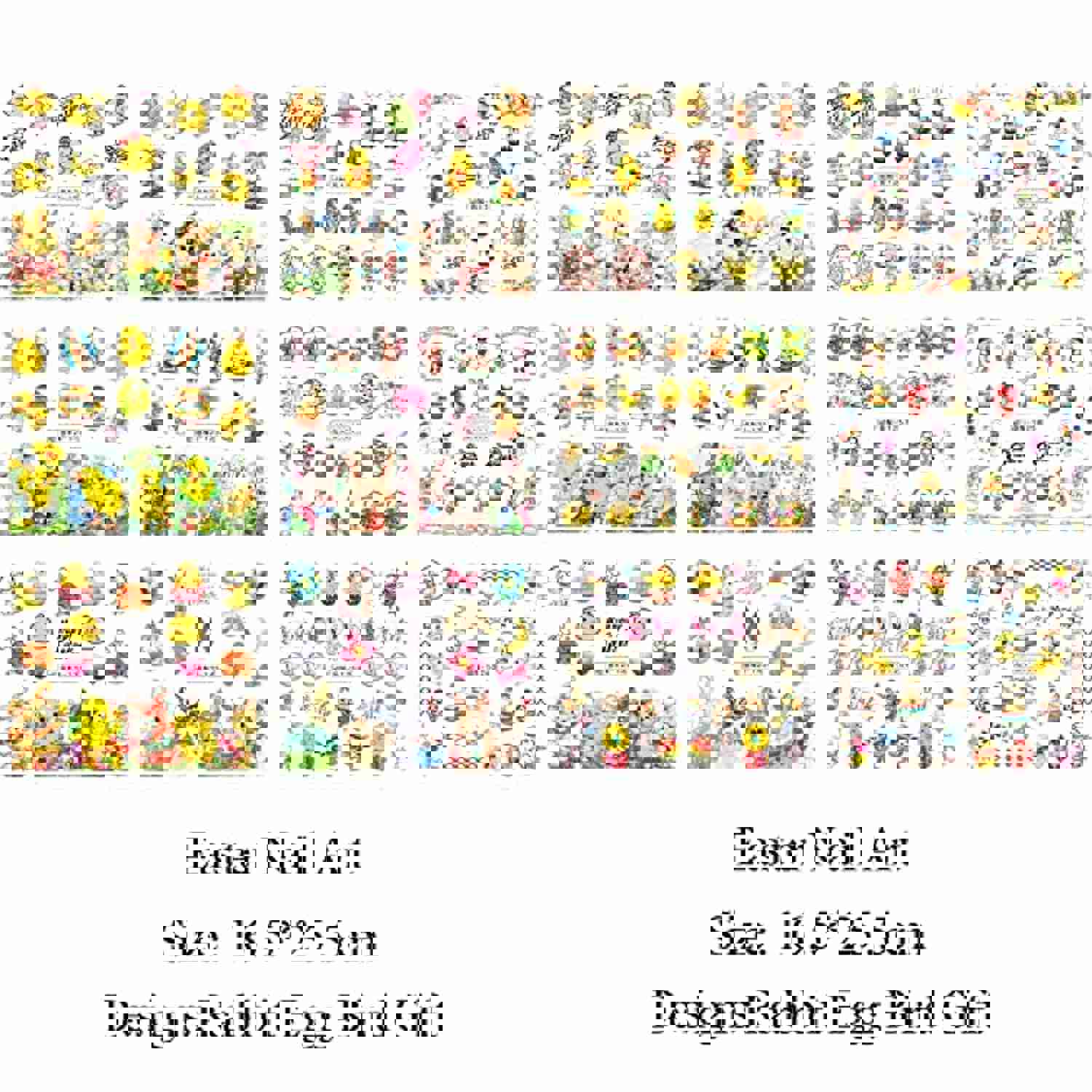 12 Sheet Easter Nail Art Stickers - Bunny Eggs Nail Decals for Women and Girls