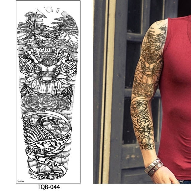 1 Pc Large Arm Temporary Tattoo Sticker - Colorful Fake Tattoo Sleeve for Men and Women