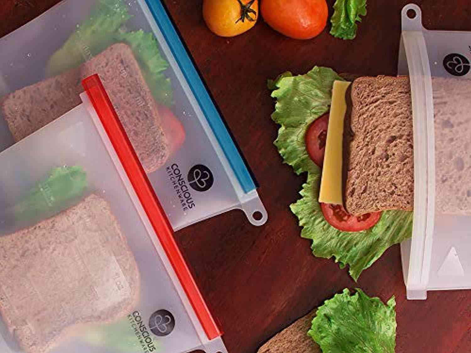 Eco-Friendly Reusable Silicone Food Storage Bags Set - Large & Small Sizes, Airtight Seal