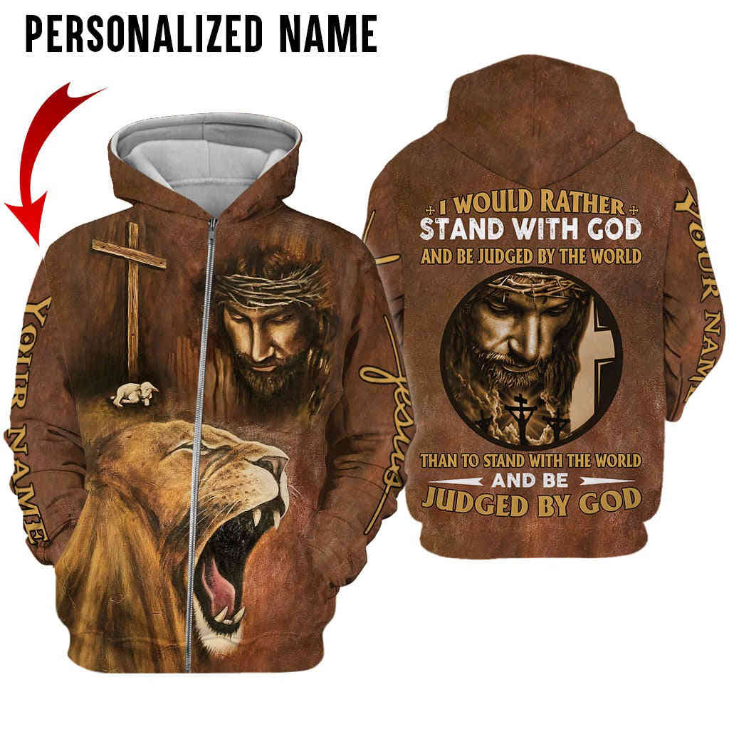 Custom Jesus Faith Over Fear Stand With God 3D Printed Hoodie TO0258