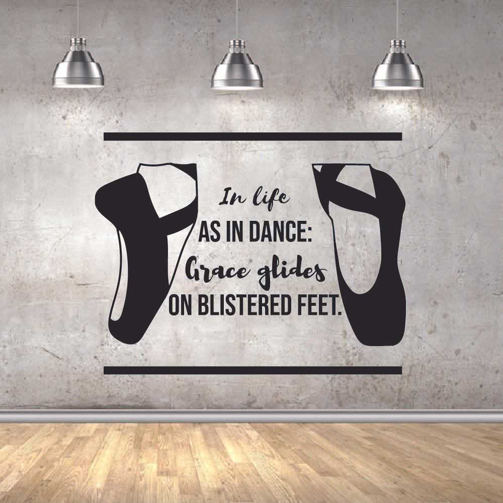 Ballerina Vinyl Wall Sticker - Grace Glides Ballet Motivational Quote Decal