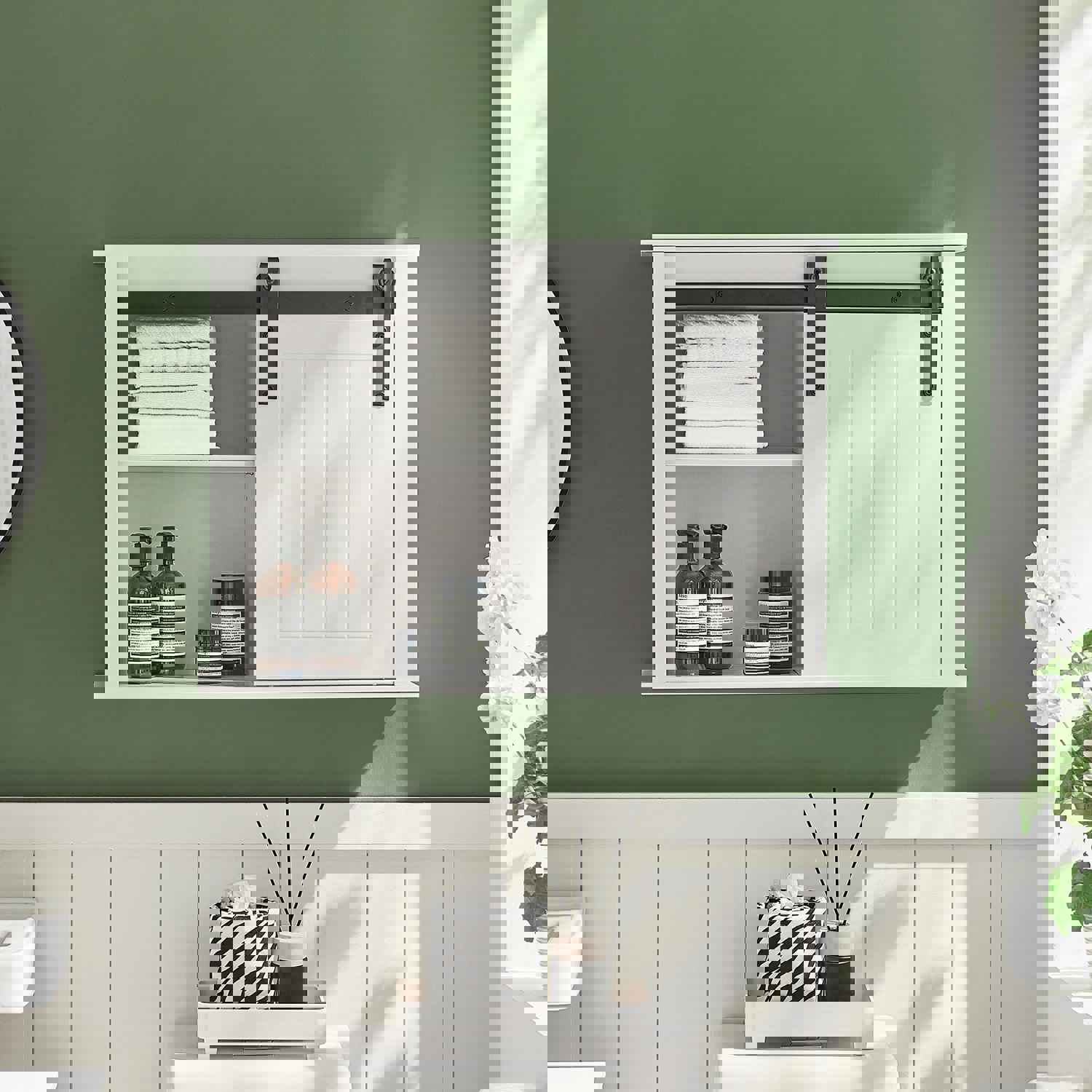 White Wall Mounted Cabinet for Kitchen and Bathroom, BZR71-W