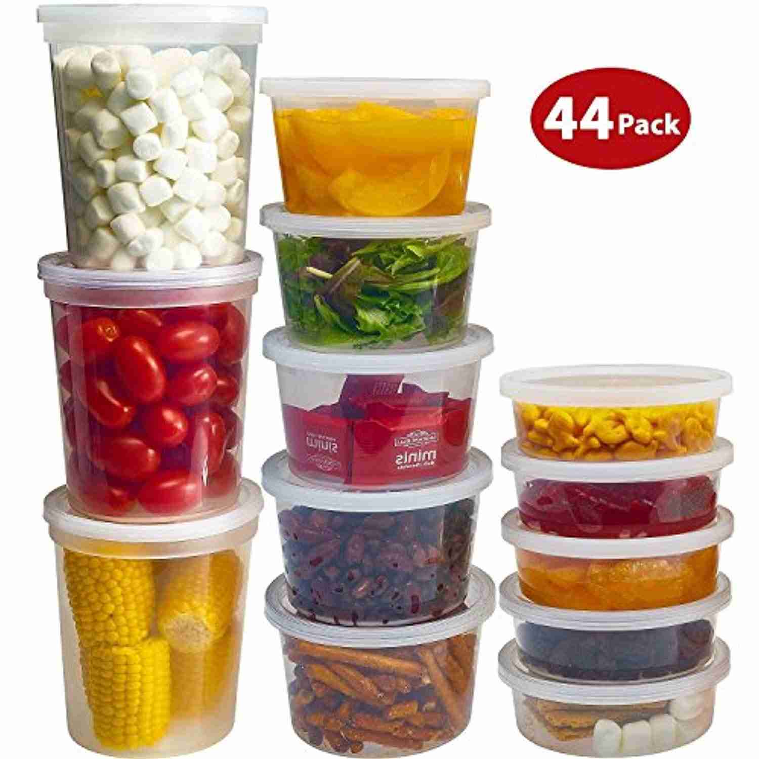 DuraHome Food Storage Containers with Lids - 44 Sets BPA-Free Leakproof Round Clear Takeout Container