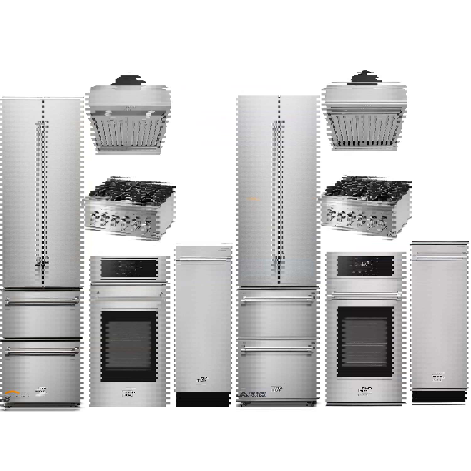 Thor Kitchen 5-Piece Pro Appliance Package - 36-Inch Rangetop, Electric Wall Oven, Under Cabinet Hood, Dishwasher & Refrigerator in Stainless Steel