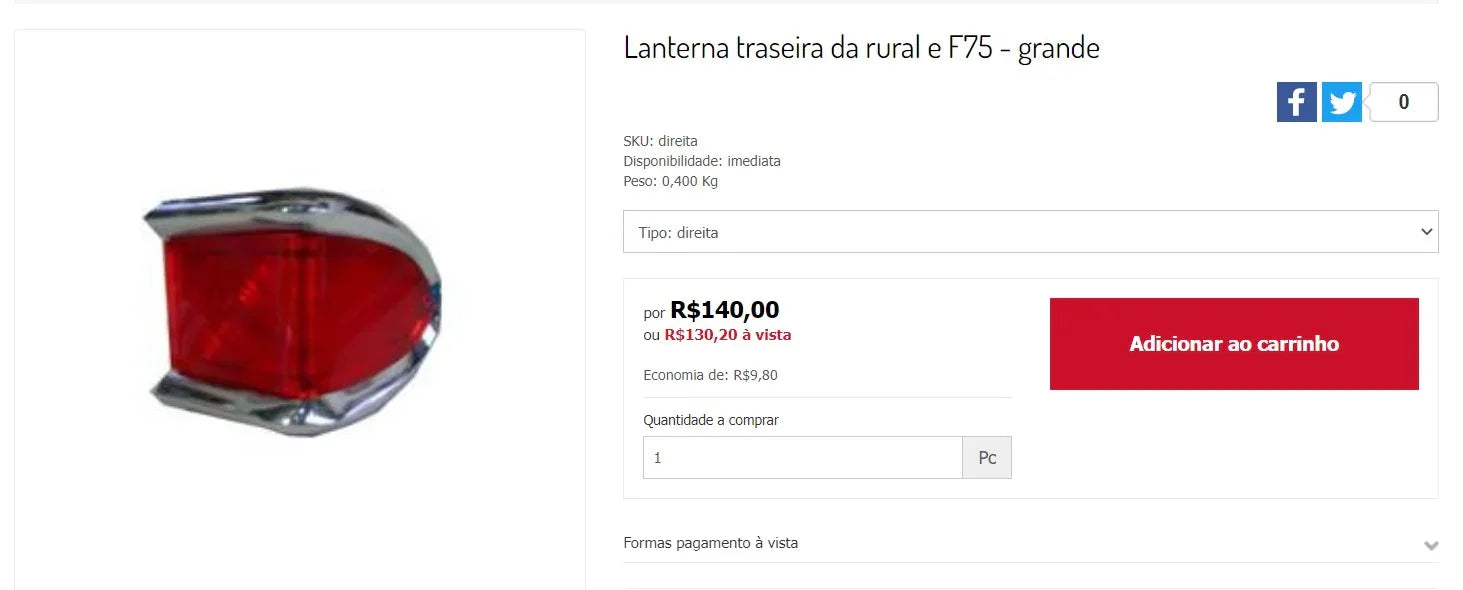 Personal Shopper | Buy from Brazil - Car Rear Flashlights for Rural and F75 (4 Items)