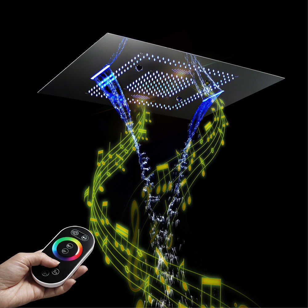 ALASKA 32 Chrome Luxury Complete LED Music Shower Set with Rainfall, Waterfall, Mist Spray & 6 Body Jets