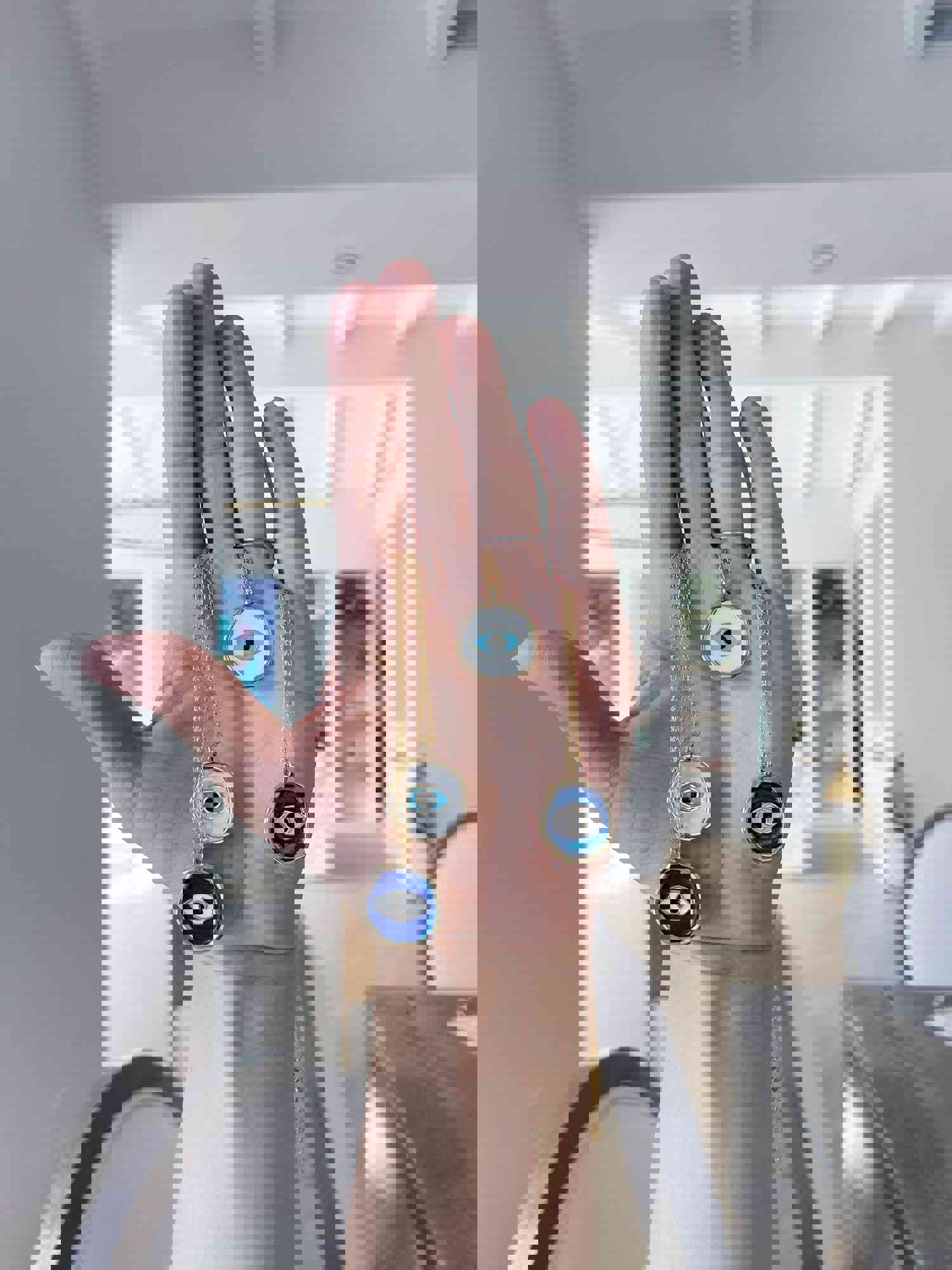 Evil Eye Pendant Necklace - Handmade Enamel with 14k Gold Plated Chain