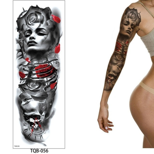 1 Pc Large Arm Temporary Tattoo Sticker - Colorful Fake Tattoo Sleeve for Men and Women