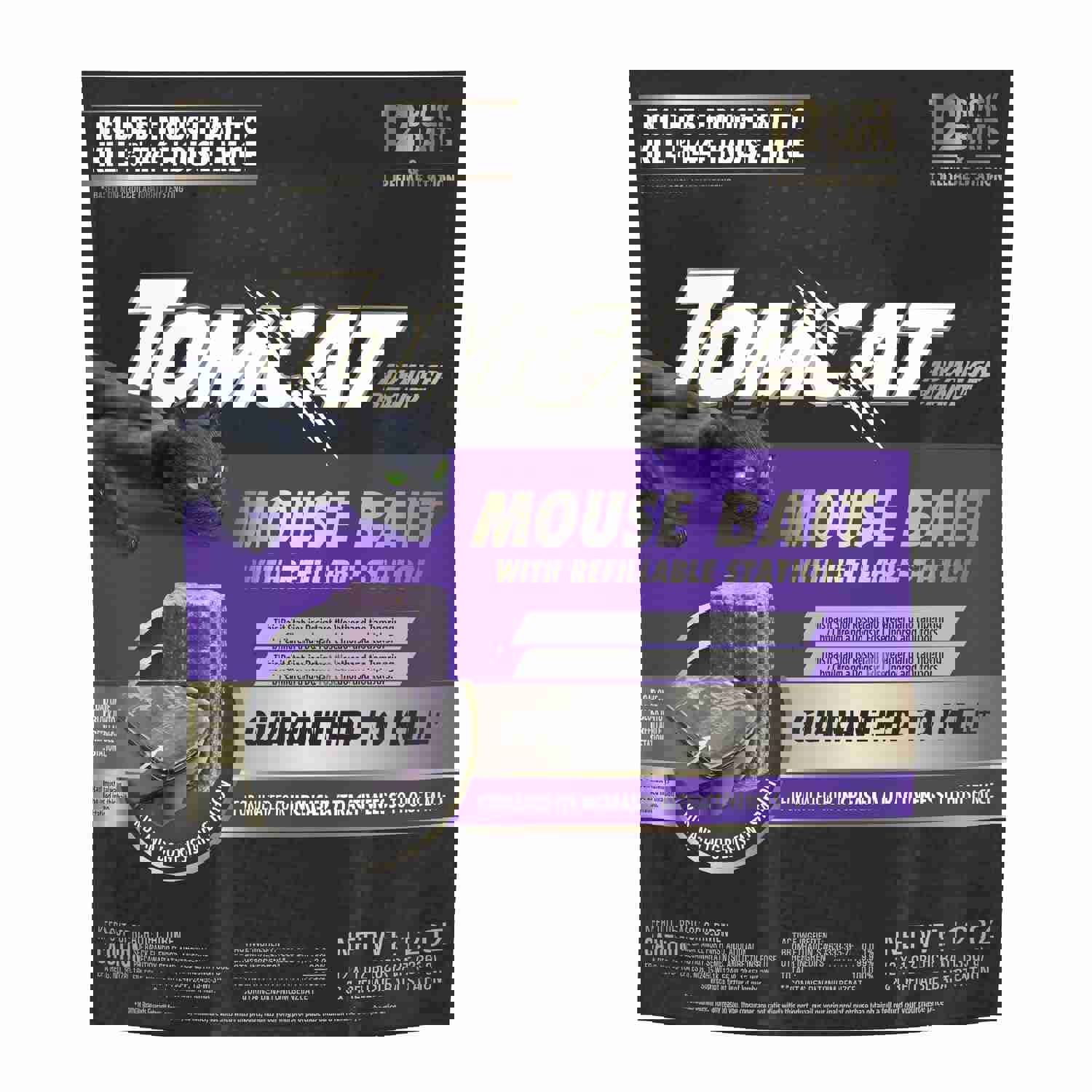Tomcat Advanced Brand Mouse Bait with Refillable Station, Indoor and Outdoor Use, 1 Station and 12 Poison Block Refills