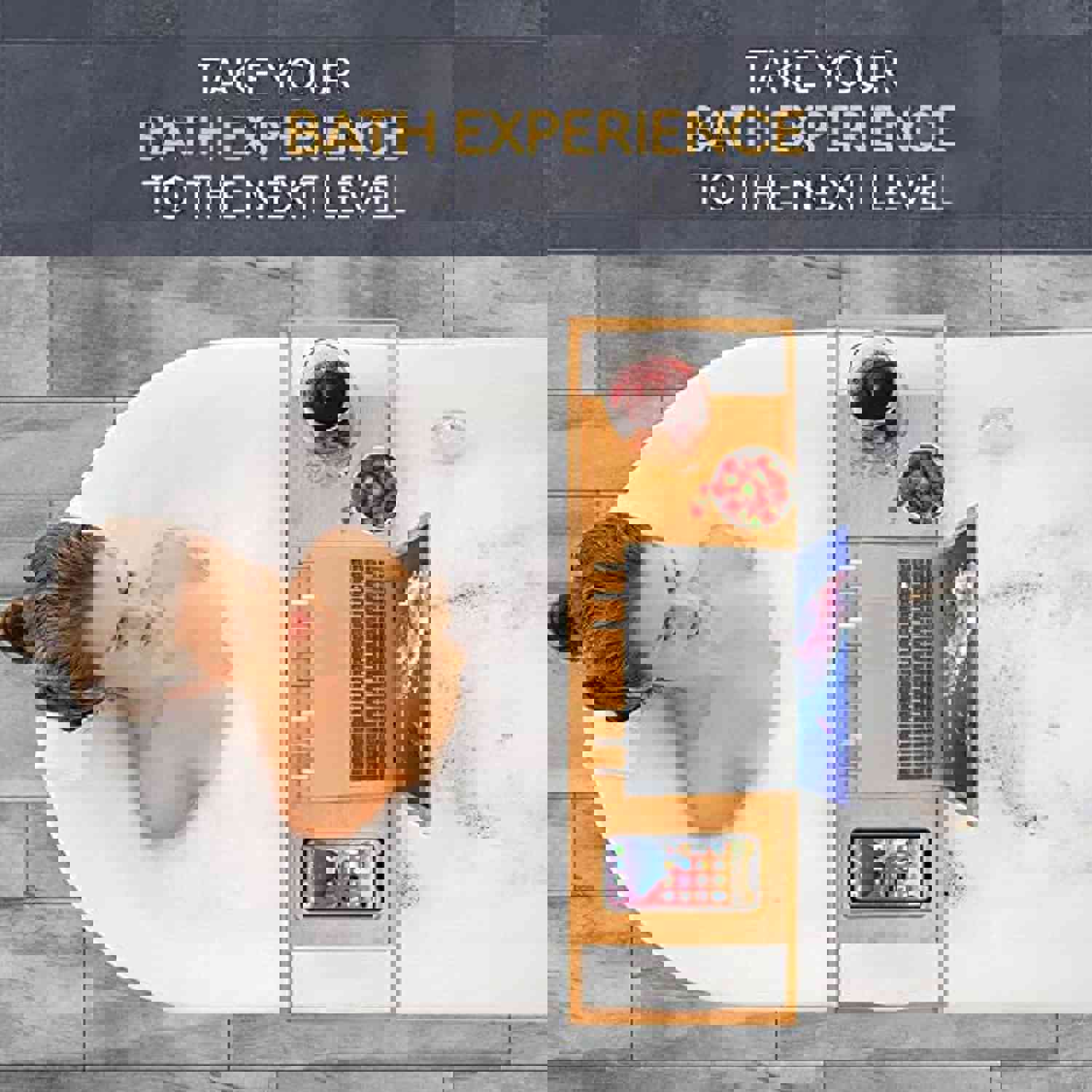 Bambüsi Expandable Bamboo Bathtub Tray Caddy - Adjustable Luxury Bath Organizer