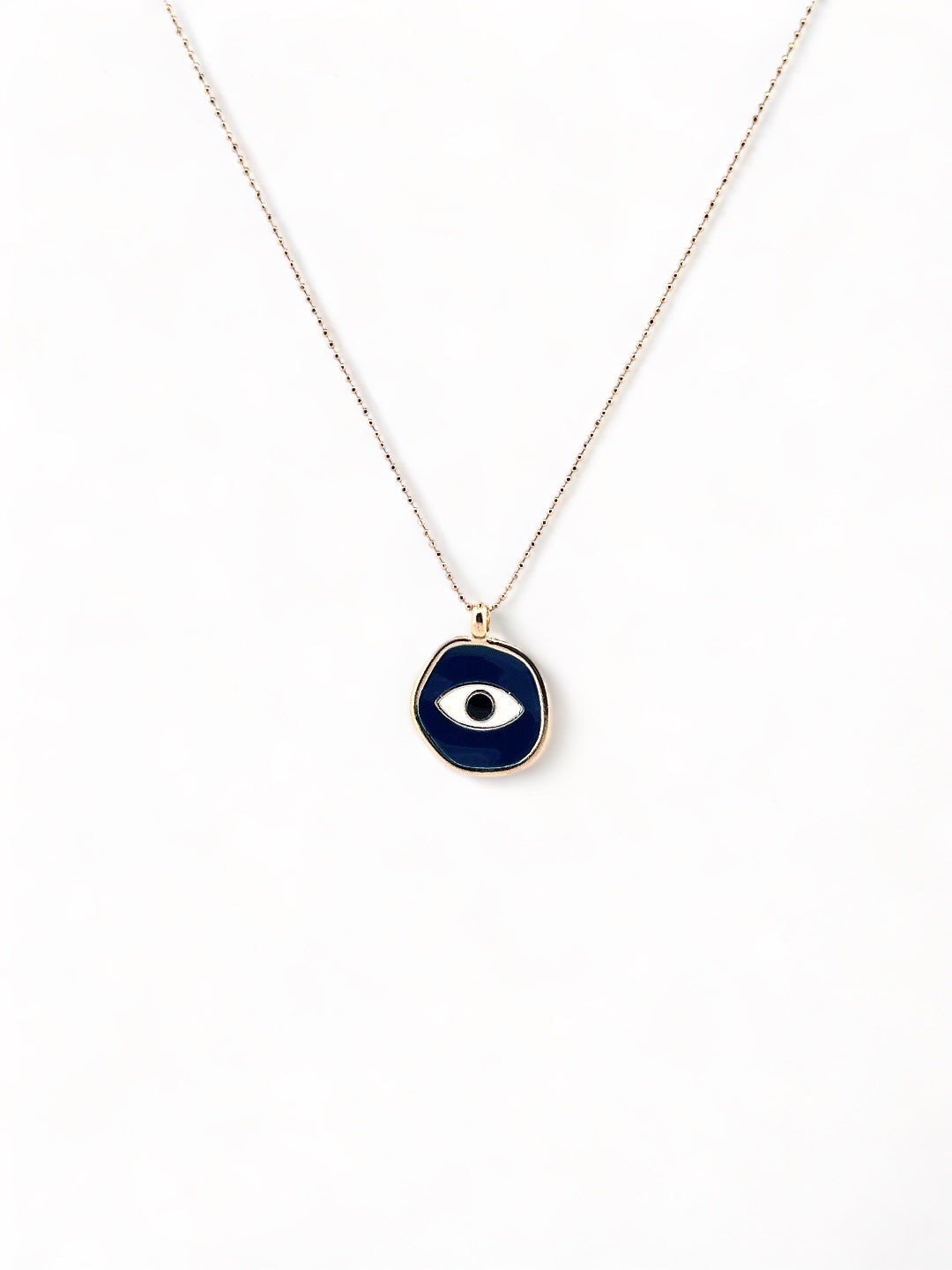 Evil Eye Pendant Necklace - Handmade Enamel with 14k Gold Plated Chain