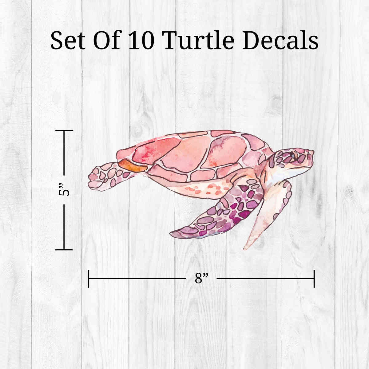 Watercolor Turtles Wall Decals - Set of 10 Unique Sea Turtle Designs