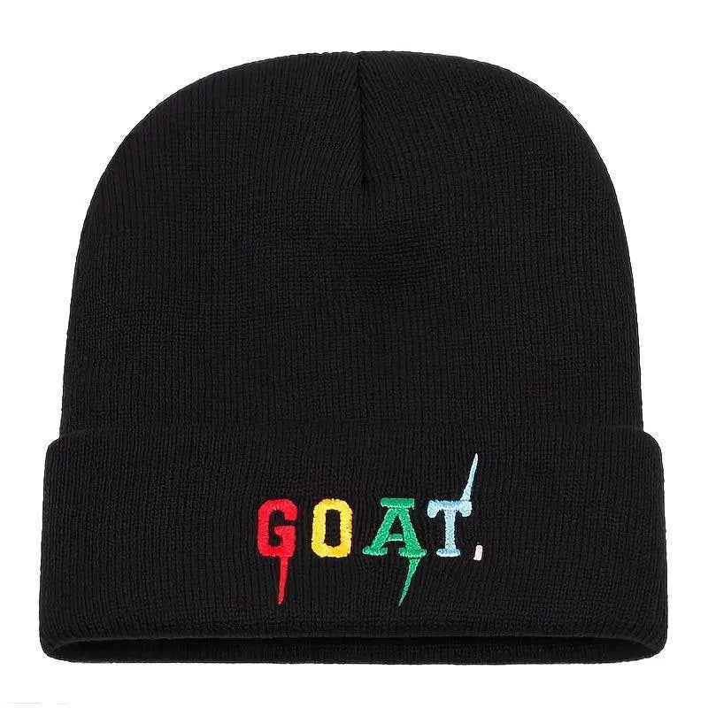 Warm and Comfortable GOAT Embroidered Beanie Hat for Winter Outdoor Activities