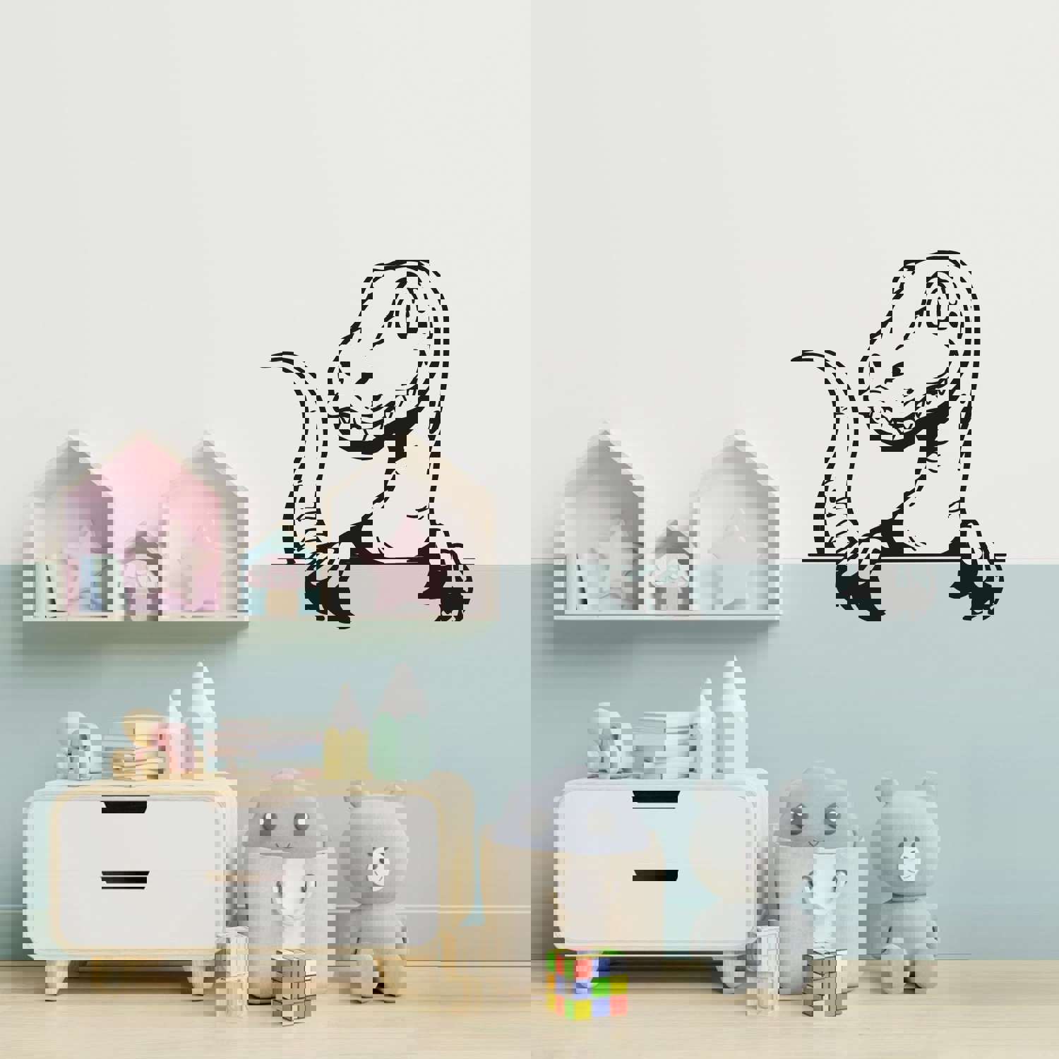 Dinosaur Vinyl Wall Sticker Art Decal - Cute T Rex Funny Silly Face