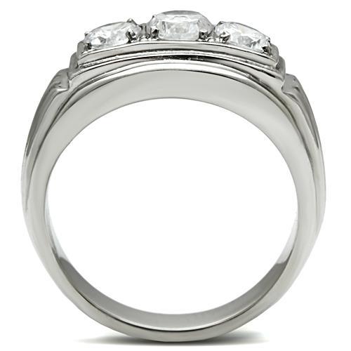 High Polished Stainless Steel Ring with AAA Grade CZ for Women - Style TK491