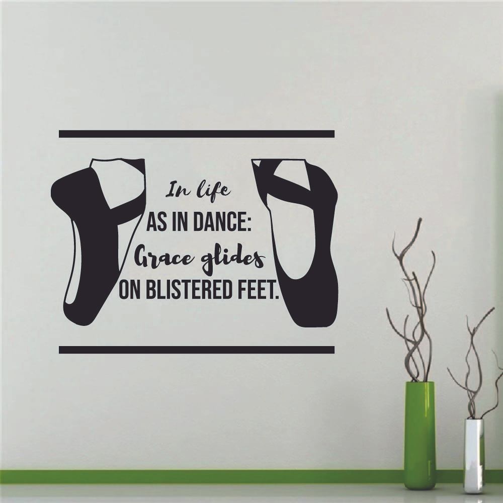 Ballerina Vinyl Wall Sticker - Grace Glides Ballet Motivational Quote Decal