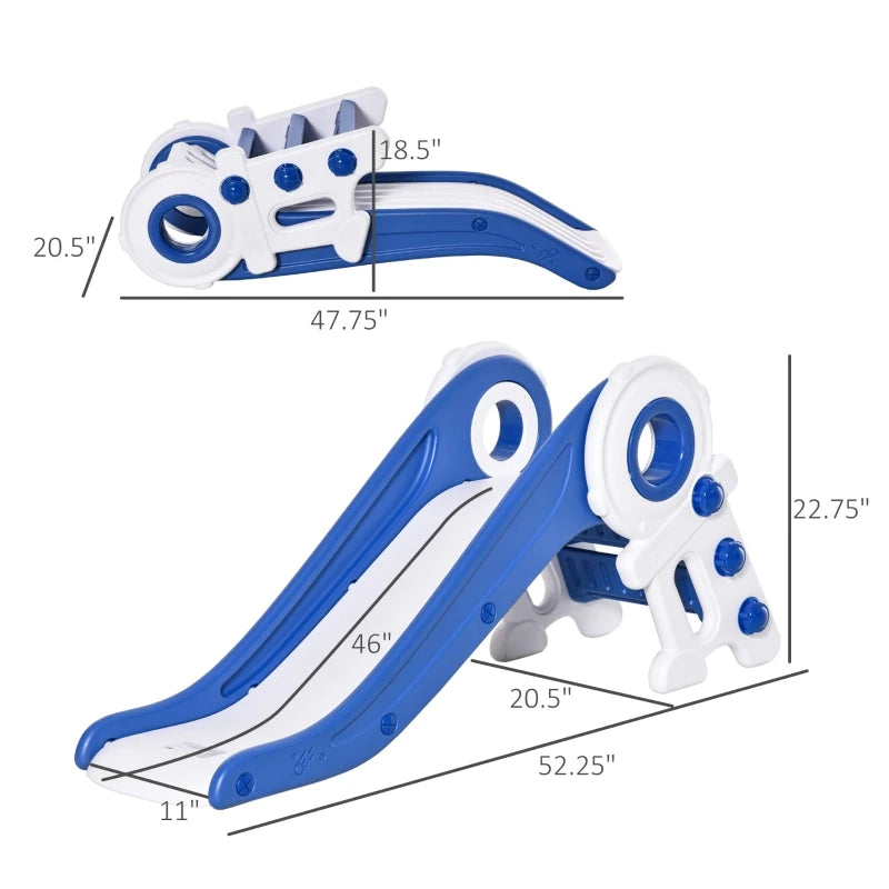 Qaba 2 in 1 Kids Slide with Basketball Hoop - Freestanding Indoor/Outdoor Playset