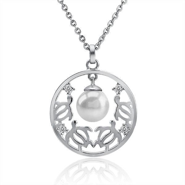 Pearl Honu Infinity Pendant - 925 Sterling Silver with Pearl & Topaz