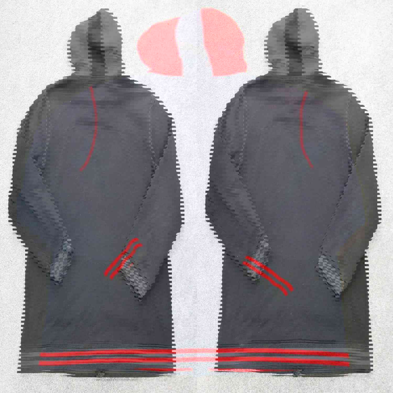 Polo Club Men's Full Zip Up Hoodie Sweatshirt - Red Black, Size X Large