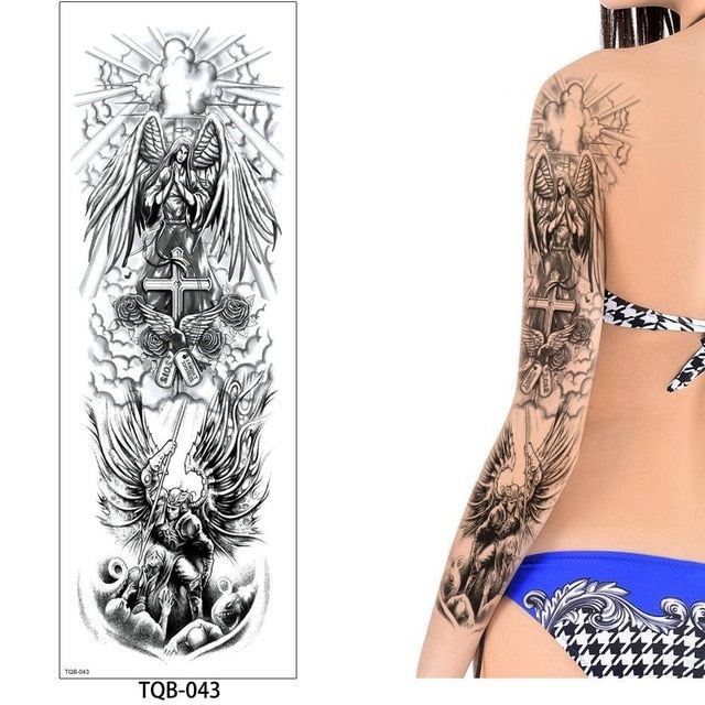 1 Pc Large Arm Temporary Tattoo Sticker - Colorful Fake Tattoo Sleeve for Men and Women