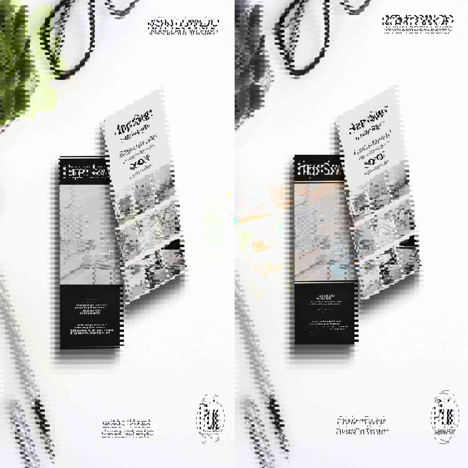 Interior Designer Business Card Template - Editable & Modern Design