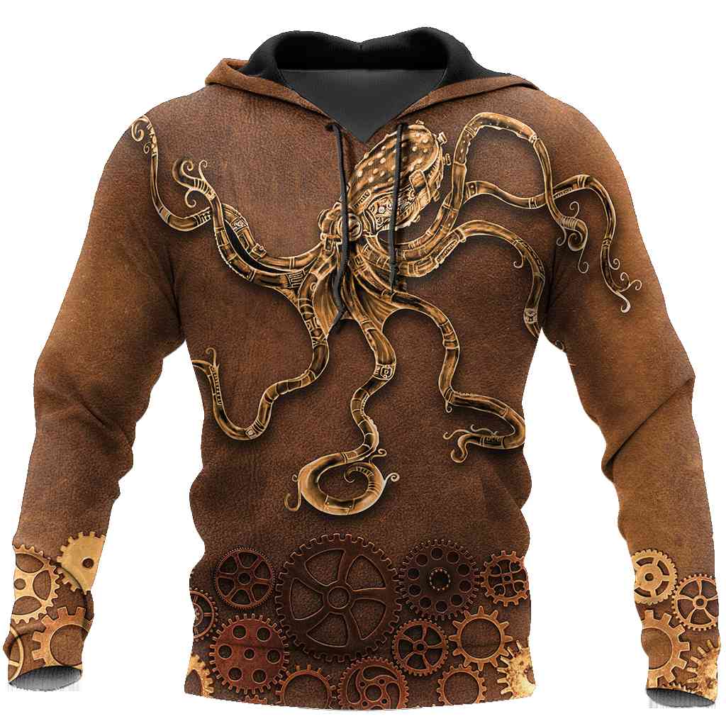Joycorners Custom Name Octopus Steampunk Mechanic Printed 3D Hoodie