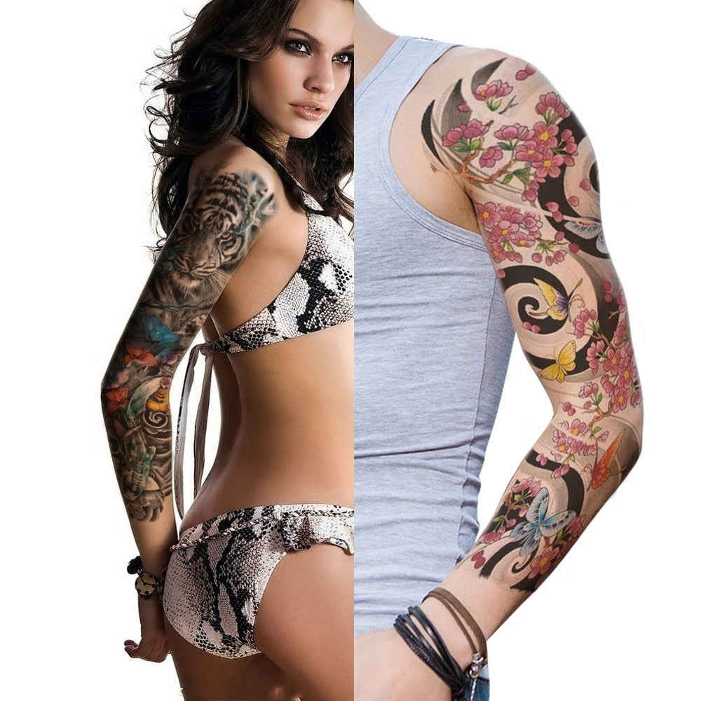 1 Pc Large Arm Temporary Tattoo Sticker - Colorful Fake Tattoo Sleeve for Men and Women