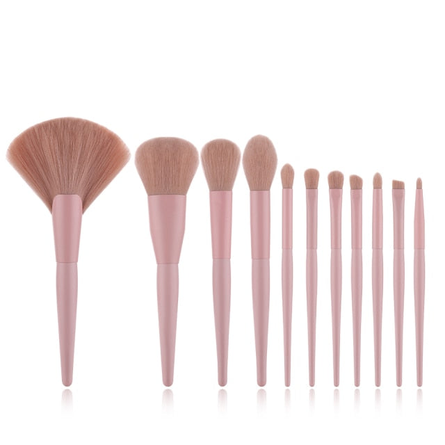 11Pcs Green Makeup Brushes Set - High Quality Cosmetic Beauty Tool