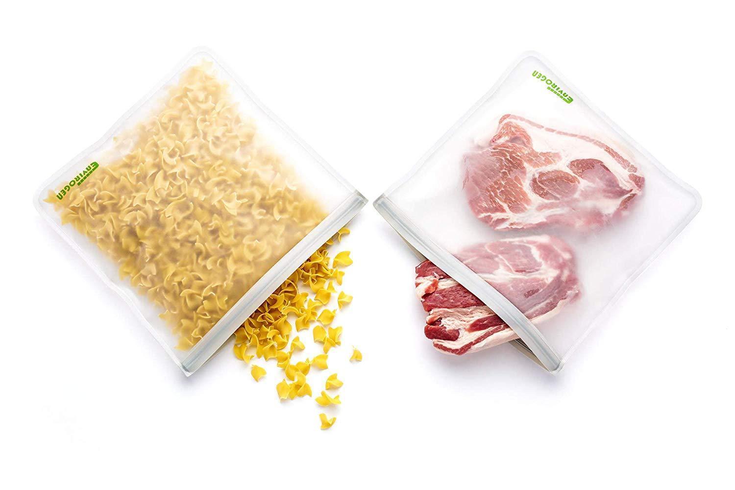 Envirogen Reusable Storage Bags (Gallon Sized 2 Pack - Leakproof, Extra Thick, Resealable)