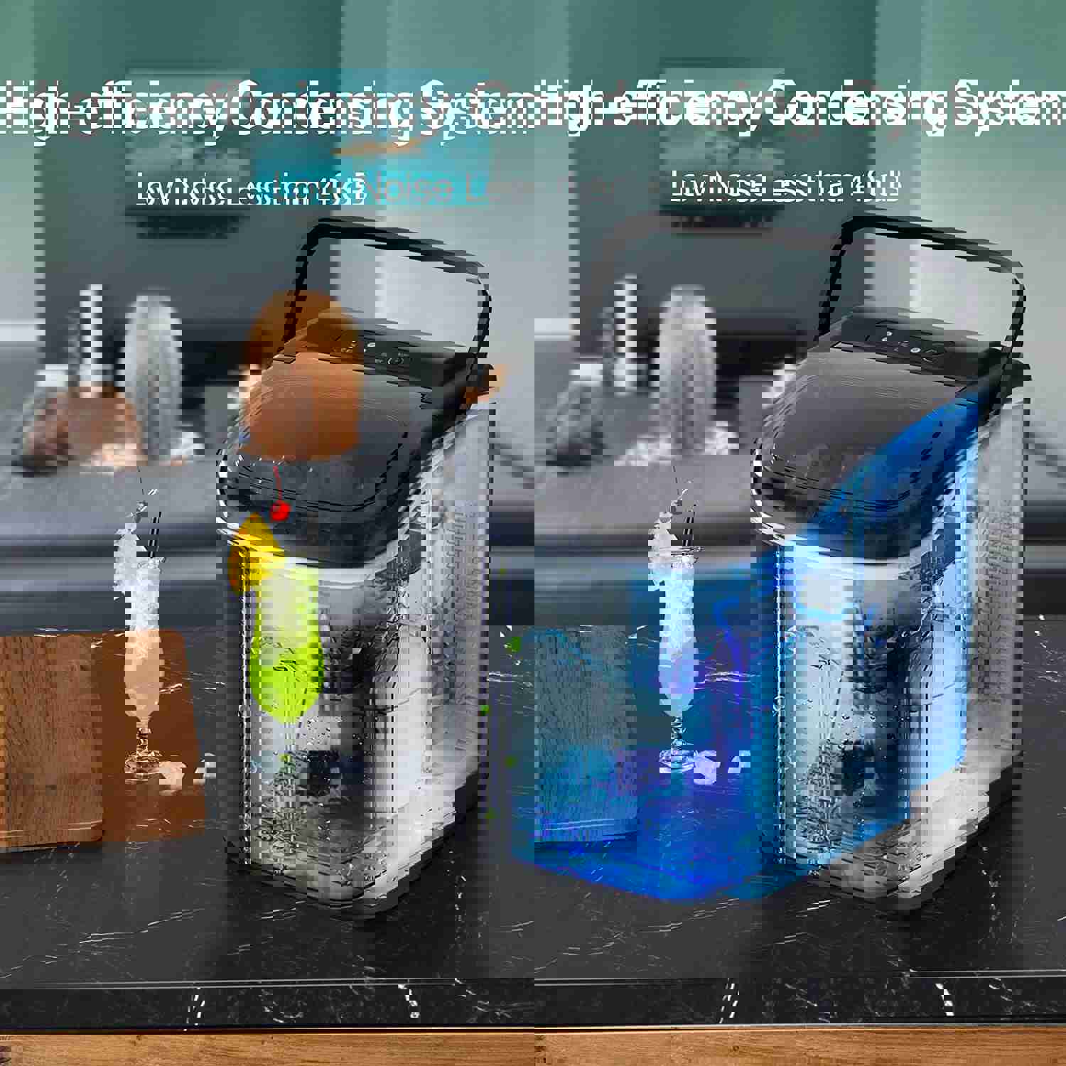 Portable Countertop Ice Maker - 6 Mins Fast Ice Making, 26.5Lbs/24Hrs, with Self-Cleaning & Accessories