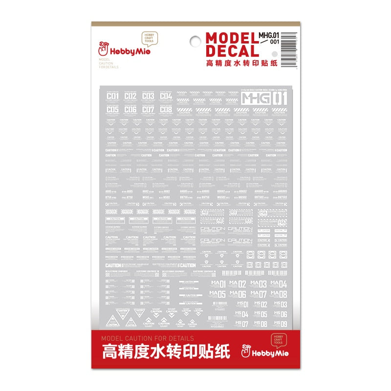 High Precision Water Sticker Universal Warning Label for MHG01 1/100 1/144 Model Kits