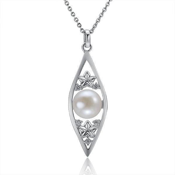 Pearl Eye of Plumeria Pendant - 925 Sterling Silver with Pearl and Topaz