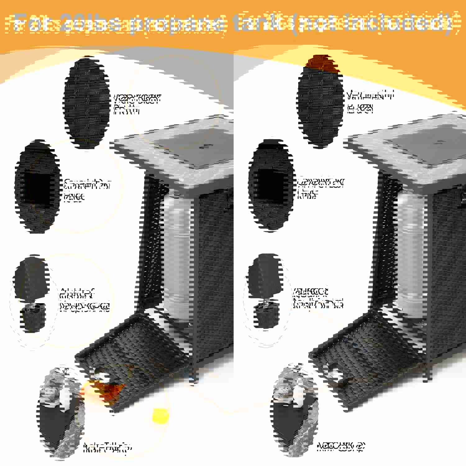 Tangkula 9-Piece Outdoor Patio Furniture Set with 35-Inch Propane Fire Pit Table