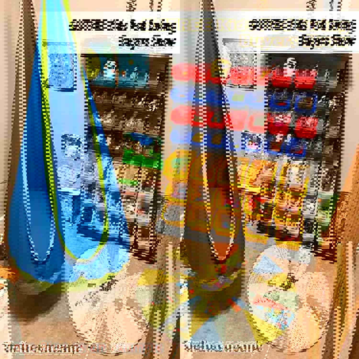 OUTREE Kids Pod Swing Seat - 100% Cotton Child Hammock Chair for Indoor and Outdoor Use (Blue)