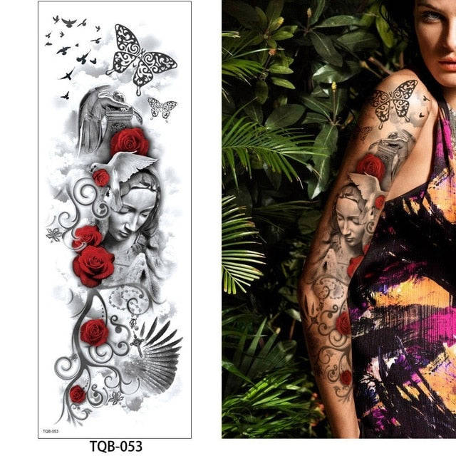 1 Pc Large Arm Temporary Tattoo Sticker - Colorful Fake Tattoo Sleeve for Men and Women