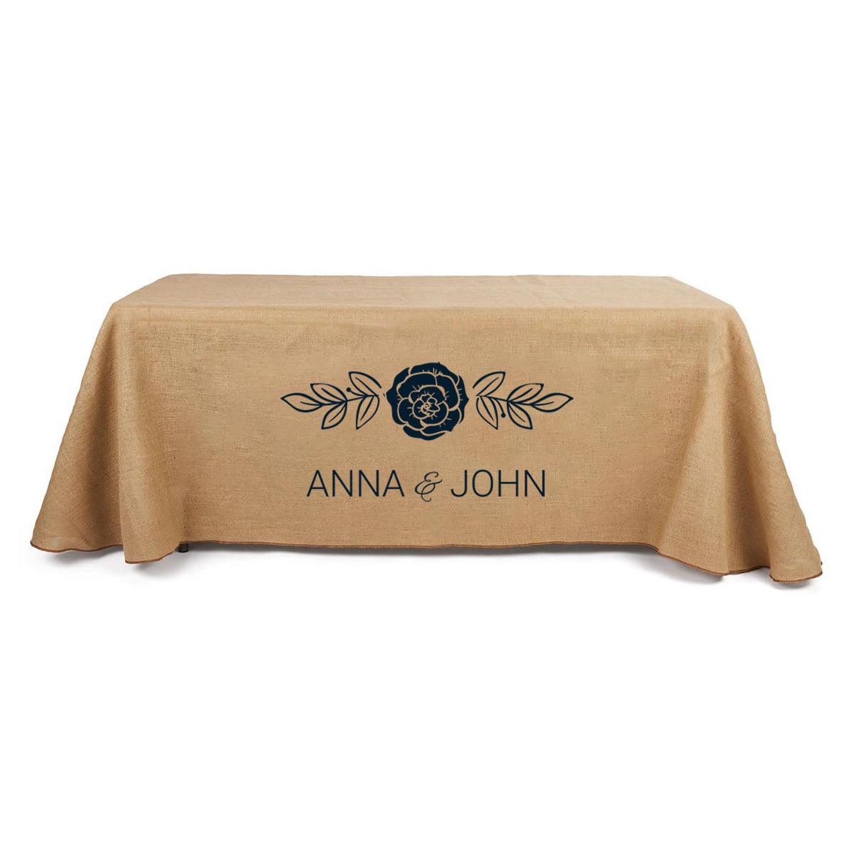 5 Custom Printed Burlap Table Throw - Single Color Print