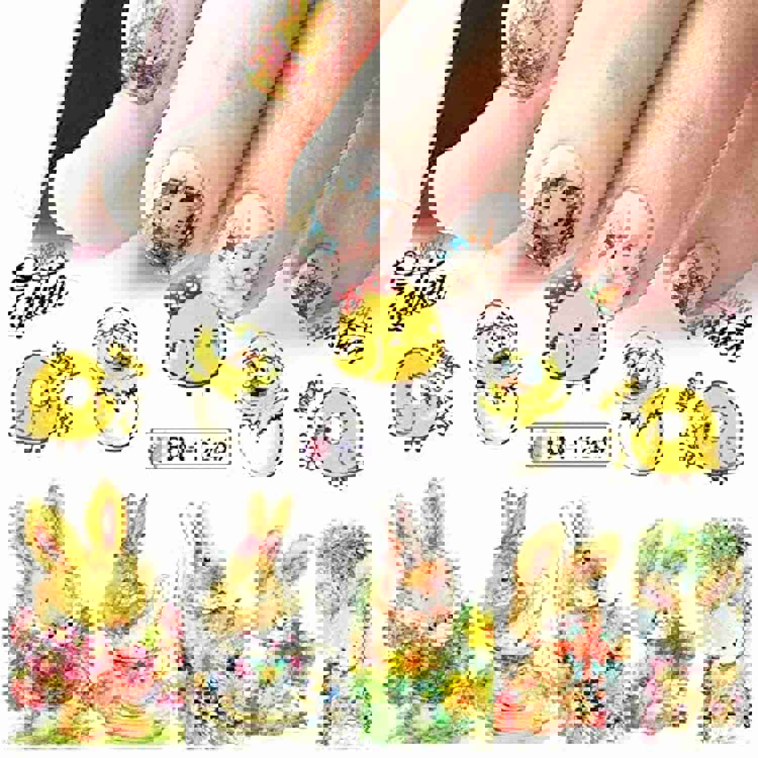 12 Sheet Easter Nail Art Stickers - Bunny Eggs Nail Decals for Women and Girls
