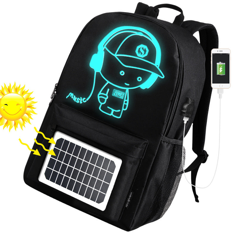 Solar Powered Charging Backpack - Waterproof Oxford Large School Backpack for Teenagers
