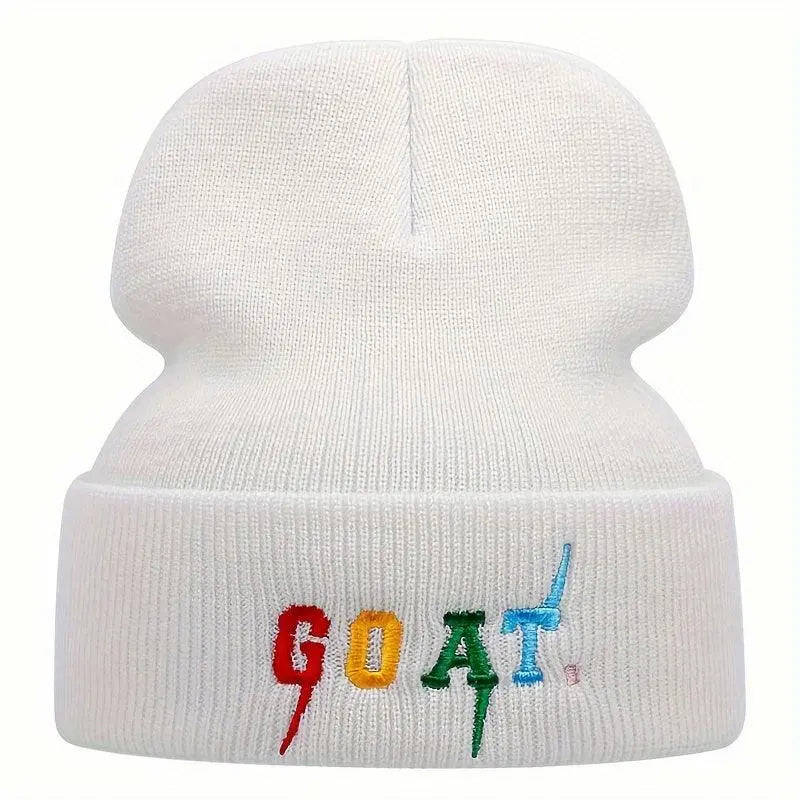 Warm and Comfortable GOAT Embroidered Beanie Hat for Winter Outdoor Activities