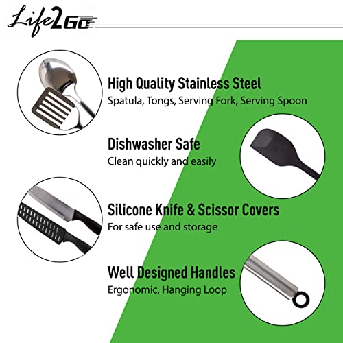 Life 2 Go 10-Piece Camp Cooking Utensil Set with Portable Carry Case