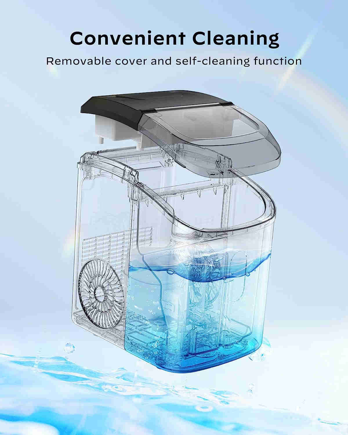 Nugget Countertop Ice Maker with Self-Cleaning Function, 33Lbs/24H, Stainless Steel