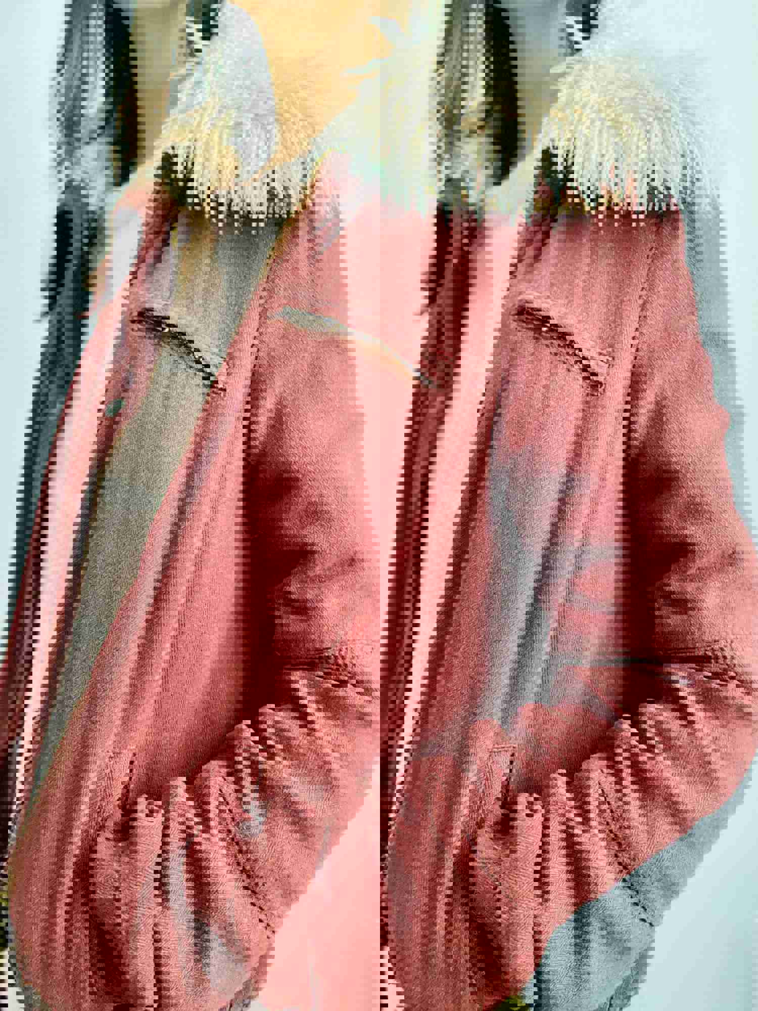 Vintage Burgundy Winter Jacket with Faux Fur