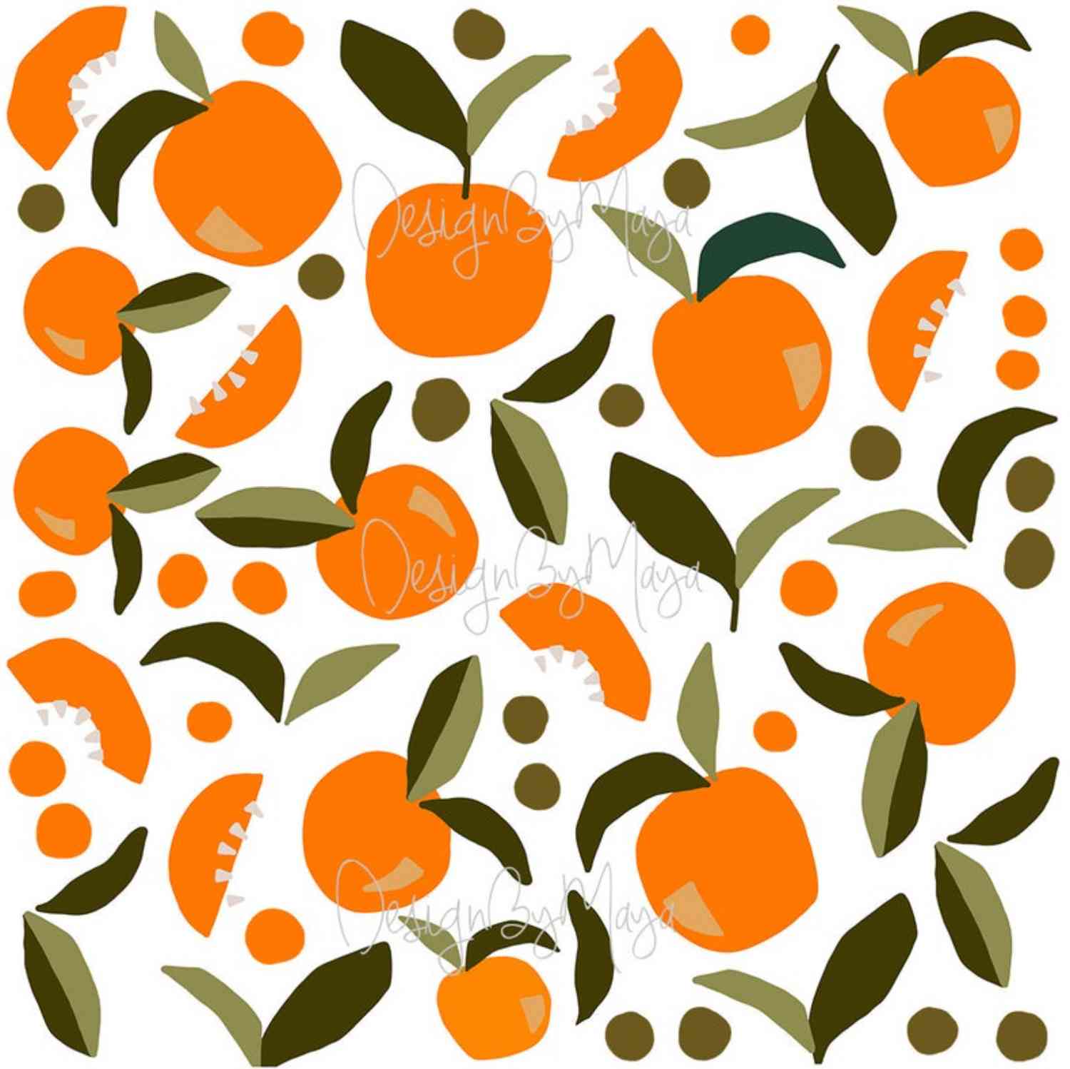 Mandarin Citrus Clementines - Fabric Nursery Wall Art Decals for Baby and Kids Rooms