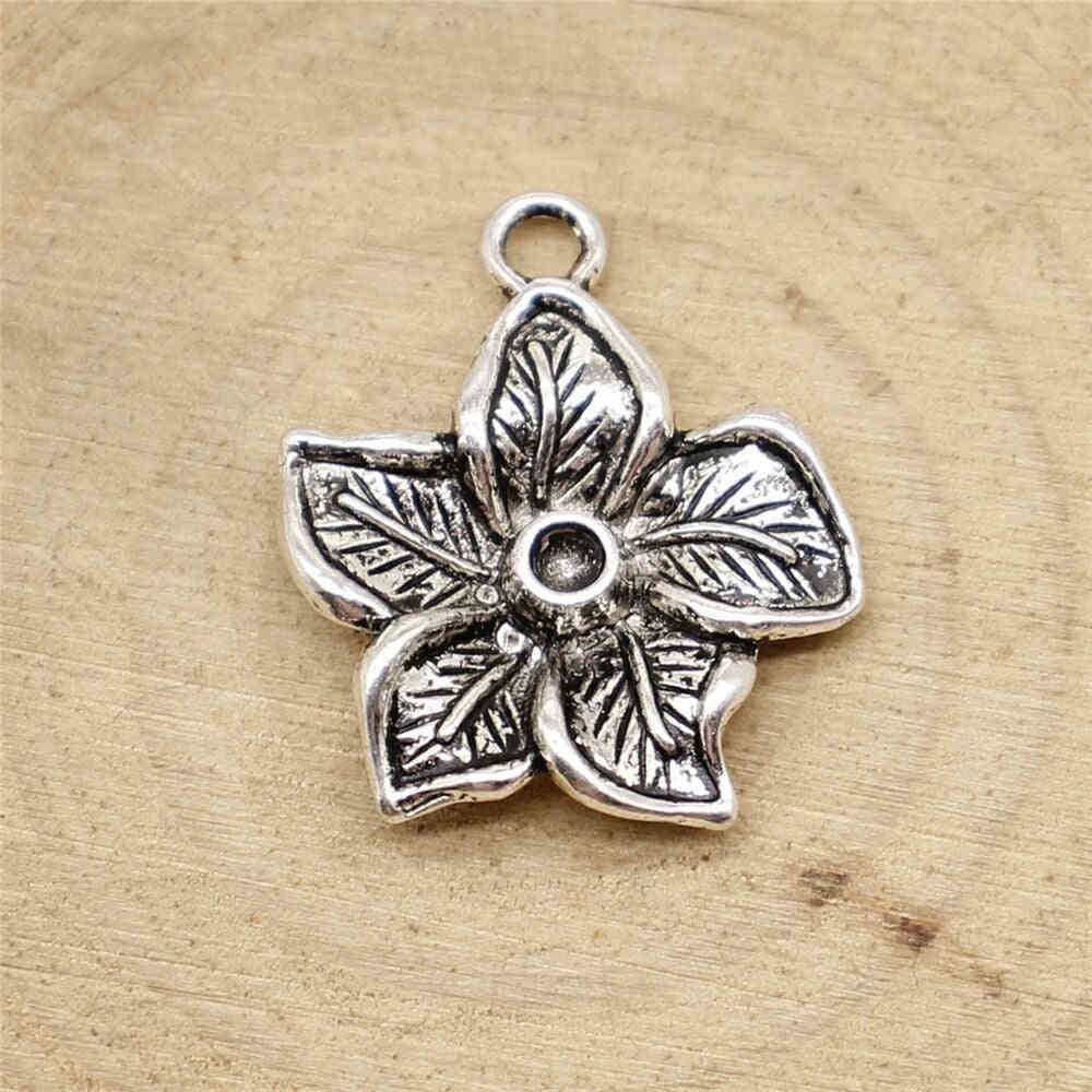 10pcs Antique Silver Flower Charms for Jewelry Making