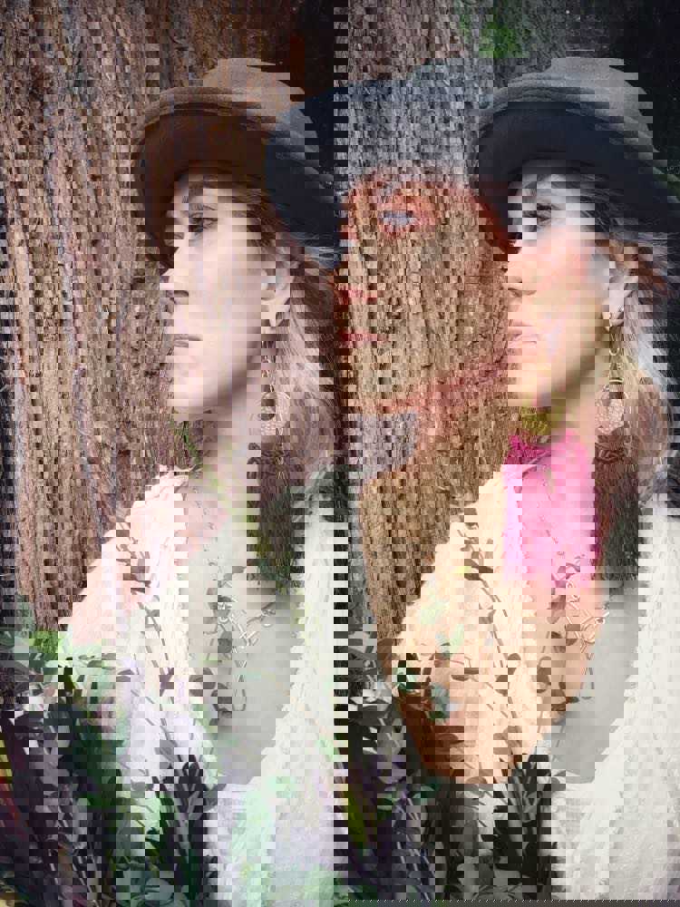 Crescent Moon Earrings - Wine Red